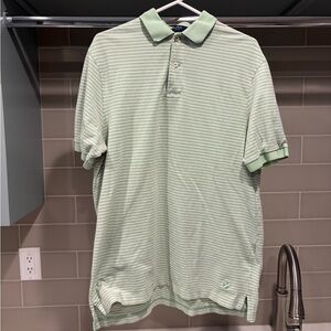 Cremieux Classics Green and White Striped Golf Polo Size M